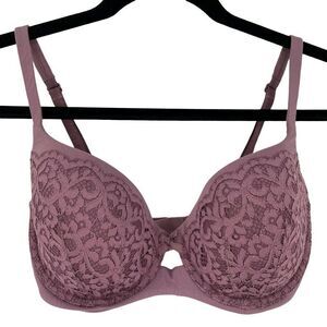 Victoria's Secret‎ Body By Victoria Lined Demi Bra Lace Ribbed Lavender 32DDD